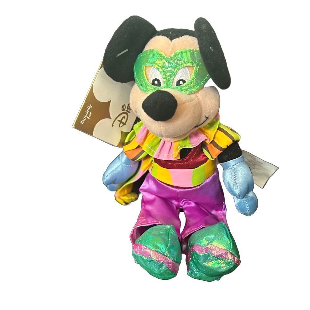 Vintage Y2K Disney Store Exclusive Mardi Gras Mickey Mouse Plush NWT
